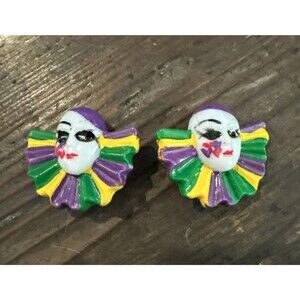 Mardi Gras Mask Clip Earrings Vintage
